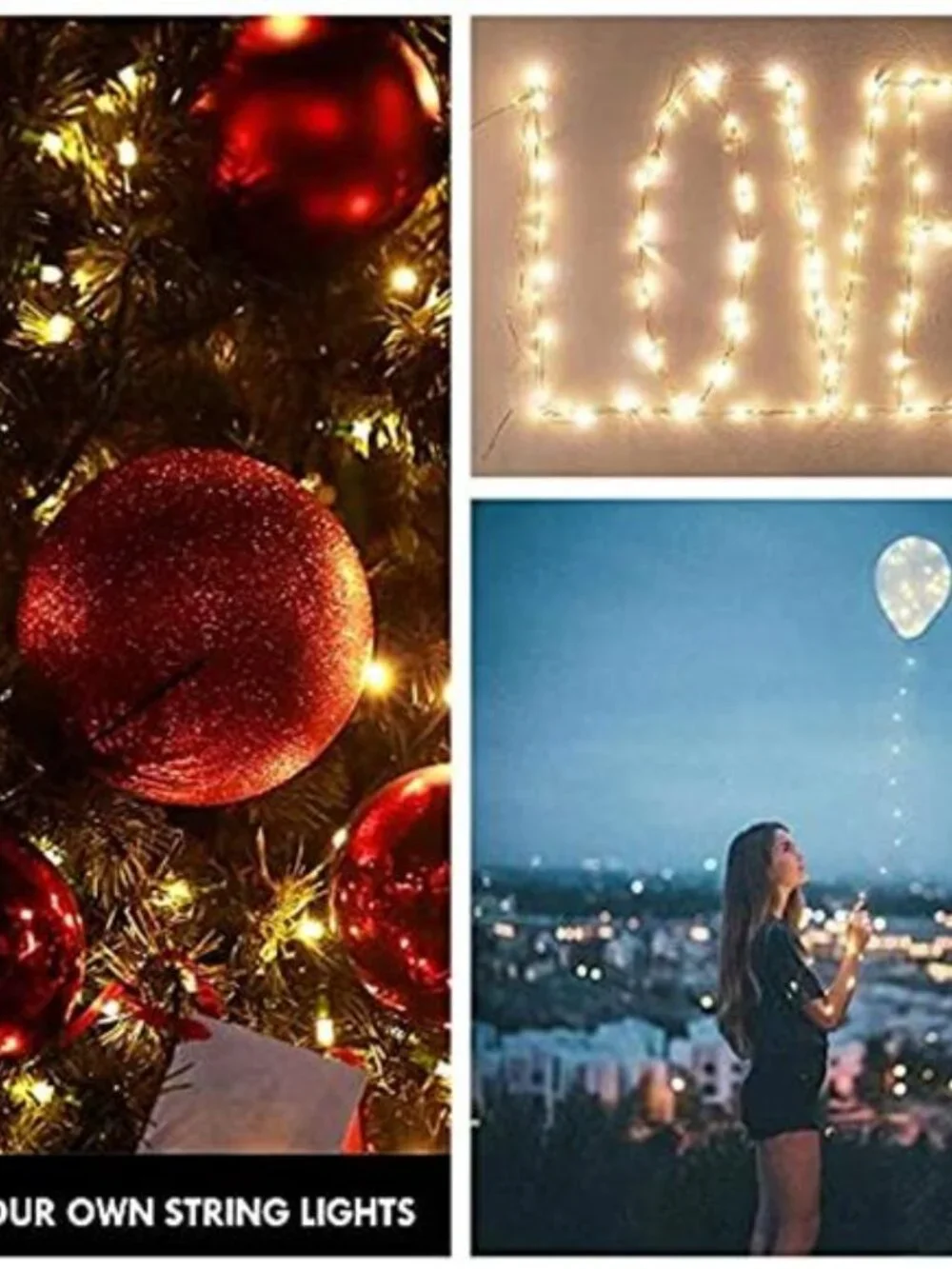 LED String Lights Battery Powered Warm White Fairy Lights 33ft 100 LED Decor